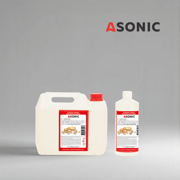ASONIC AS-JEW detergente in taniche da 1L, 5L e 25L per la pulizia ad ultrasuoni dei gioielli.