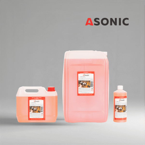 Detergente ASONIC AS-MLP in taniche da 1L, 5L e 25L per la pulizia di plastica e parti in metallo leggero