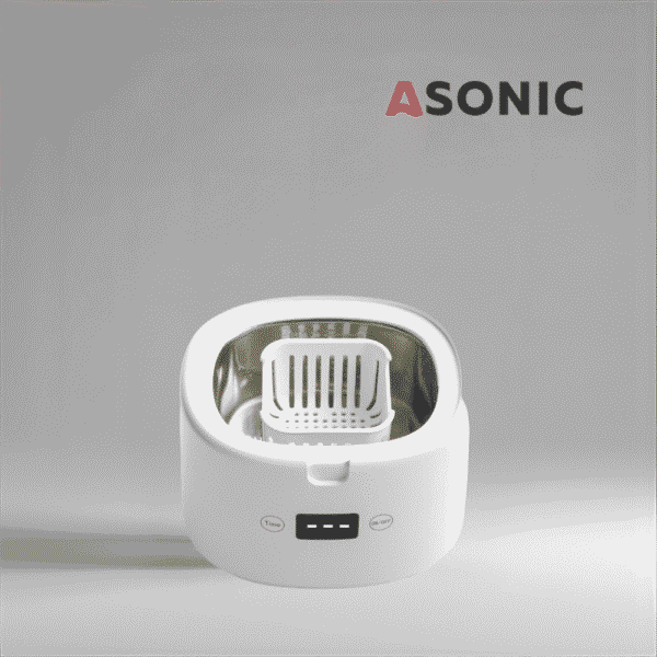 ASONIC HOME-dent pulitore a ultrasuoni, soluzione portatile per la casa per protesi dentarie, fermi e gioielli.