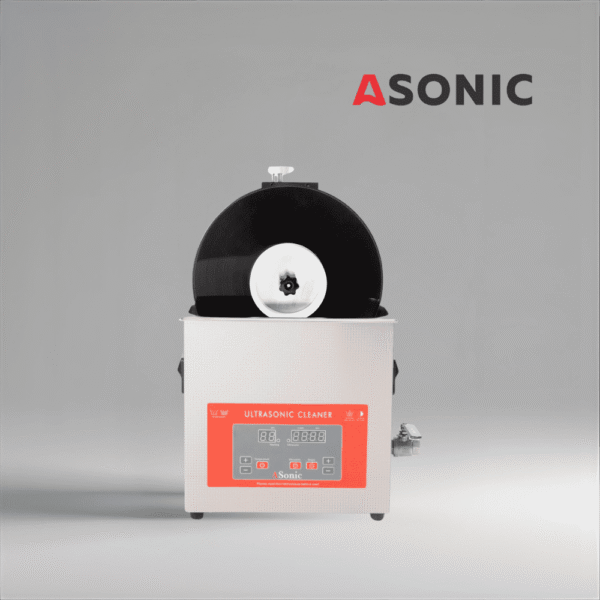 ASONIC Vinyl Cleaner-05 soluzione a ultrasuoni, progettata per la pulizia sicura ed efficace di un massimo di 5 dischi in vinile.