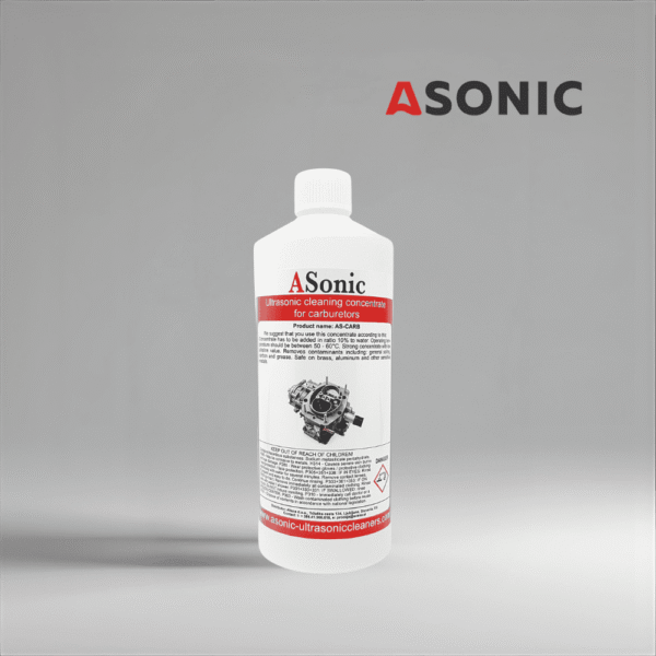 ASONIC AS-CARB-1 soluzione detergente per carburatori a ultrasuoni, concentrato da 1L per motori e componenti automobilistici.