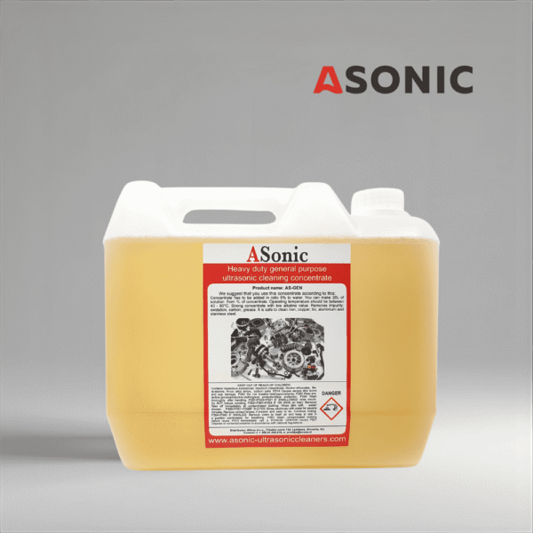 ASONIC AS-GEN-5 detergente generale a ultrasuoni, soluzione da 5L per utensili, strumenti e componenti industriali.