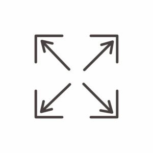 Diagramme carré avec flèches indiquant les dimensions de longueur