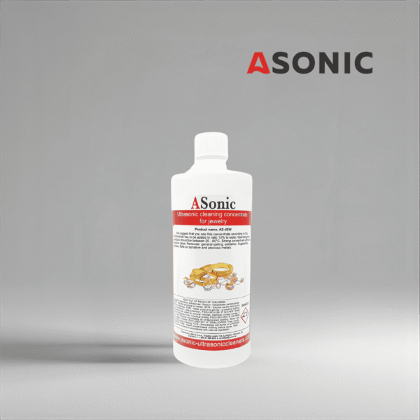 ASONIC AS-JEW-1 soluzione per la pulizia ad ultrasuoni dei gioielli, flacone da 1L per oggetti delicati in oro, argento e pietre preziose.