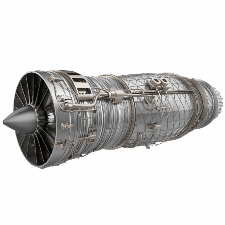 Moteur d'avion montrant comment le nettoyage par ultrasons est utilisé pour le nettoyage précis des composants aérospatiaux.