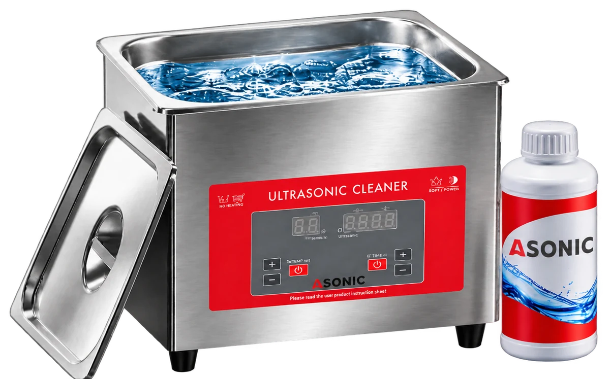 Nettoyeur à ultrasons ASONIC en acier inoxydable et concentré de nettoyage